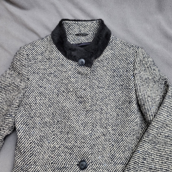 Cinzia Rocca Icons Jackets & Blazers - Cinzia Rocca Wool Coat Black Striped Size 8 Speckles Elegant Dinner in the City